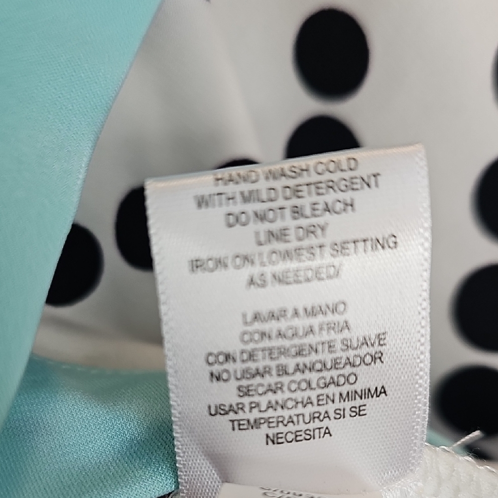 Sandra Darren Chevron Dot Dress in Black, White, and Light Blue Size 8 - Picture 10 of 10